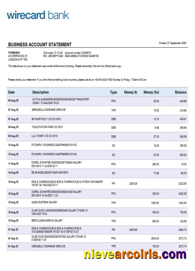 Aschheim Wirecard business firm account bank statement